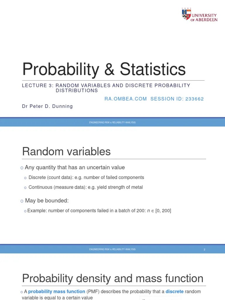 Random Variables | PDF | Probability Distribution | Poisson Distribution
