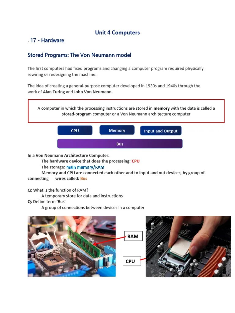 Unit 4 COMPUTERS Hardware 1 | PDF | Computer Data Storage | Random ...