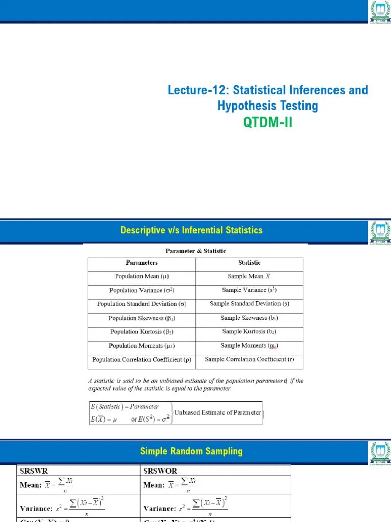 Statistical Inferences, Hypothesis Testing-1 | PDF | Standard Error | Statistical Significance
