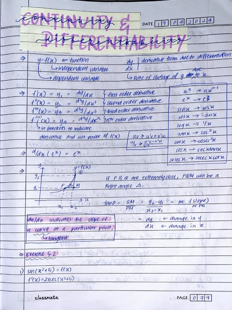 Continuity And Differentiability Notes | PDF