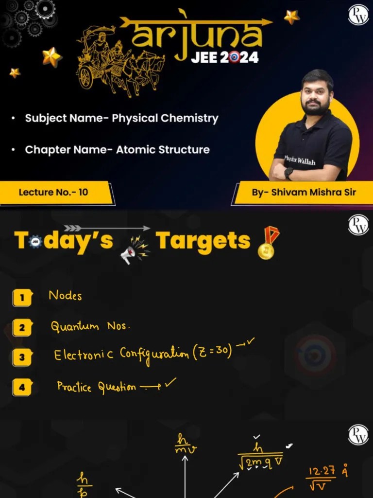 Atomic Structure 10 - Class Notes - Arjuna JEE 2024 | PDF