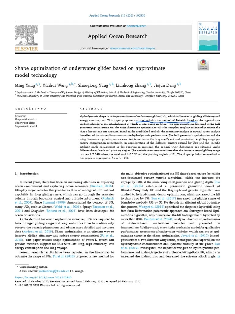 Shape Optimization Of Underwater Glider Based On Approximate Model Technology | PDF | Drag ...