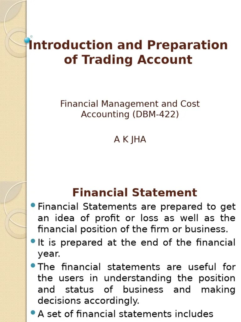 Introduction And Preparation Of Trading Account | PDF | Debits And ...