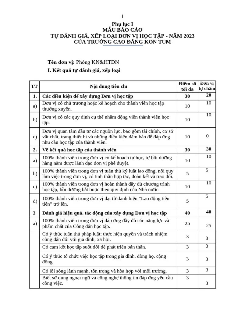 Bao Cao Va Ho So Minh Chung Don Vi Hoc Tap Phong KN&HTDN | PDF