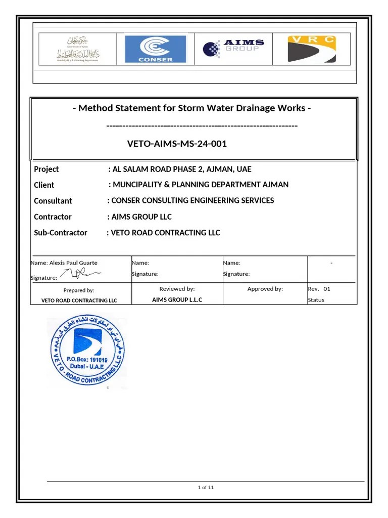Method Statement For Excavation And Pipe Laying | PDF | Pipe (Fluid ...