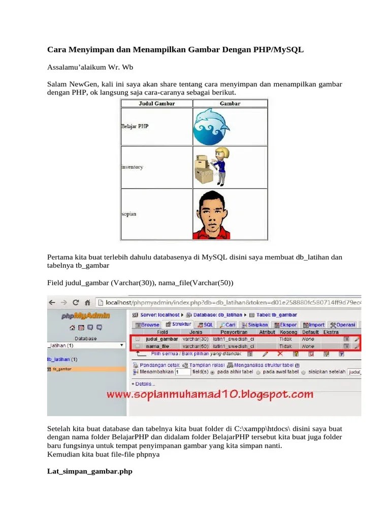 Cara Menyimpan Dan Menampilkan Gambar Dengan PHP | PDF