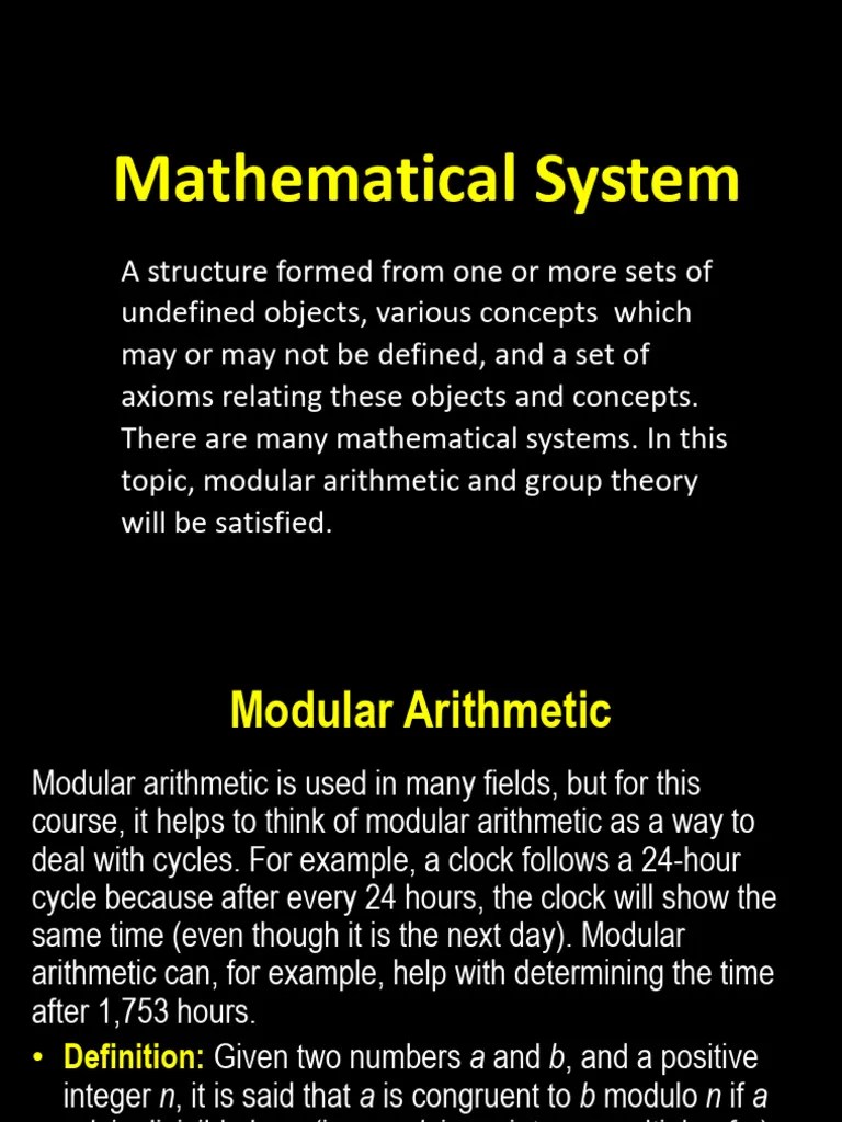 Mathematical System (Modular Arithmetic) | PDF