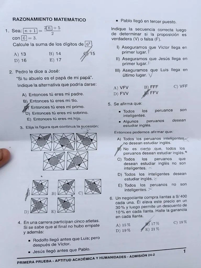 PRIMER EXAMEN UNI 2024-II | PDF