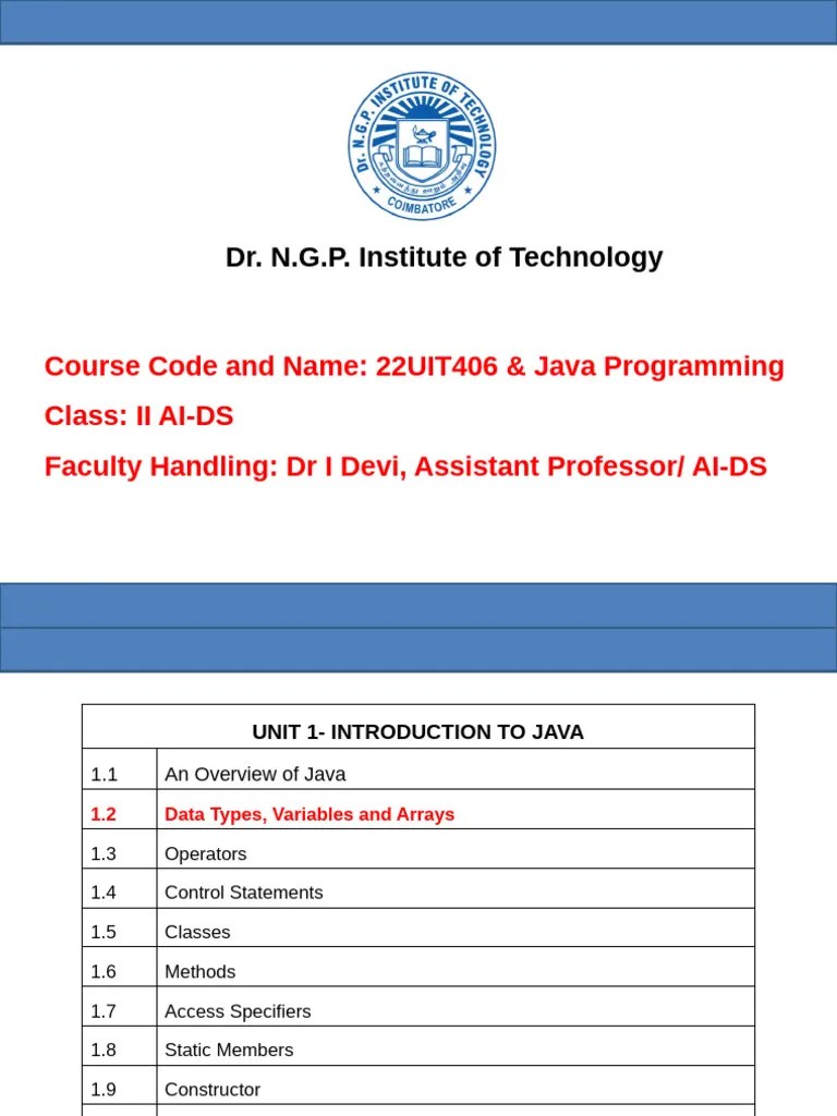1.2 Data Types, Variables And Arrays | PDF