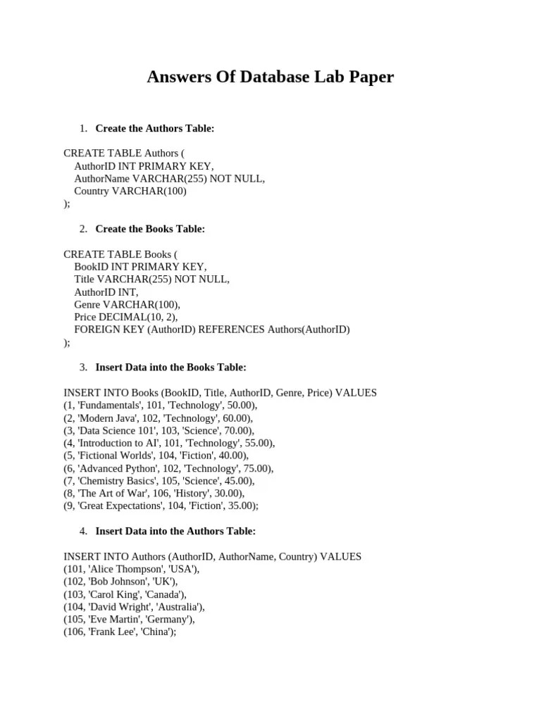 Database Lab Paper | PDF | Computer Programming | Computing