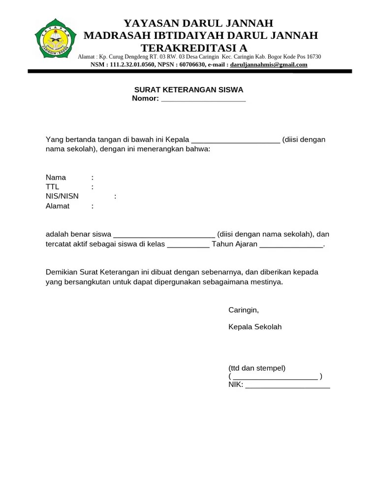 Surat Keterangan Siswa | PDF