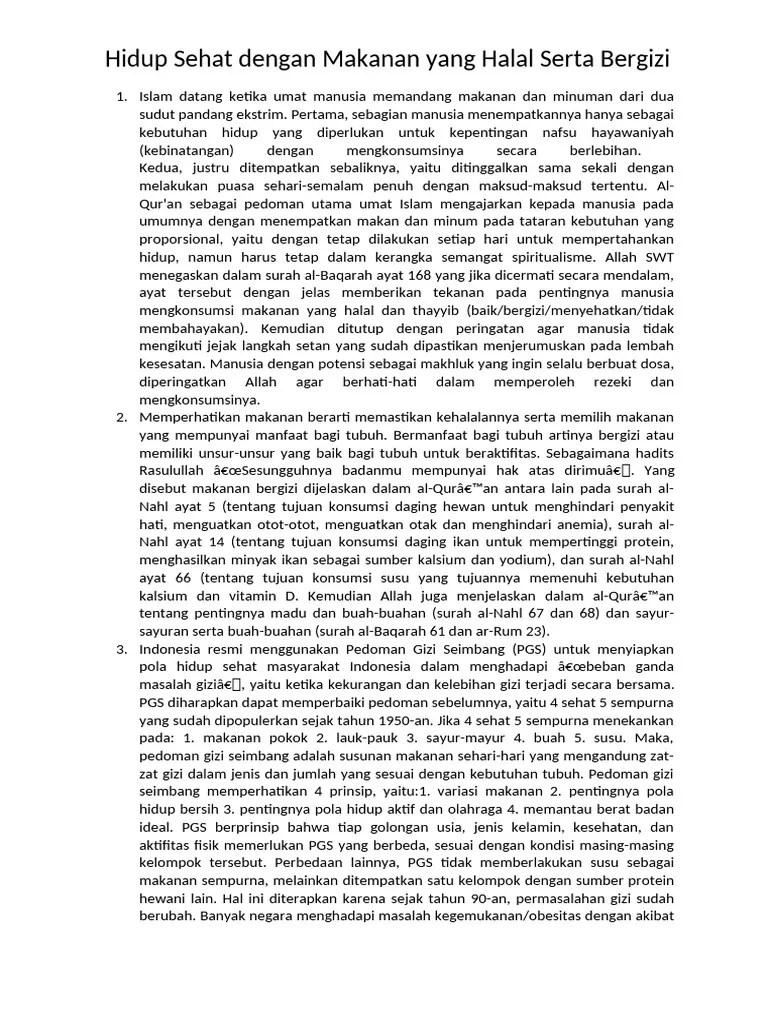 Hidup Sehat Dengan Memakan Makanan Yang | PDF