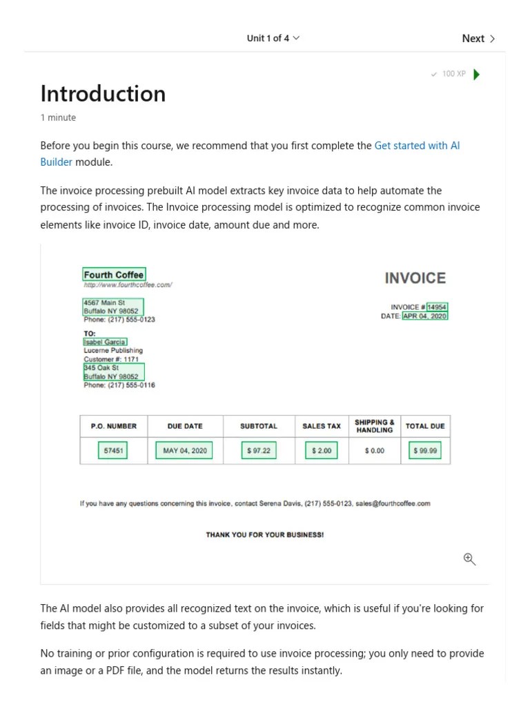 Invoice Data With Ai Builder S Prebuilt Model 1 2 Pdf
