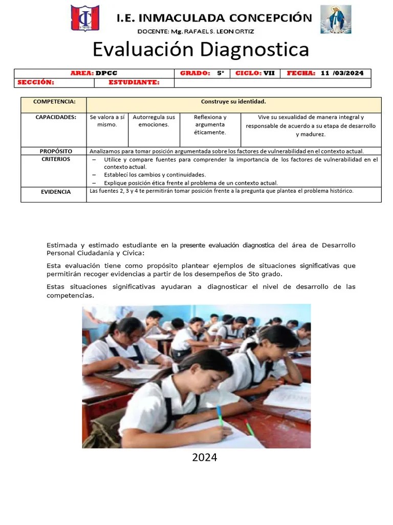 EVALUACIÓN DIAGNÓSTICA 5TO | PDF