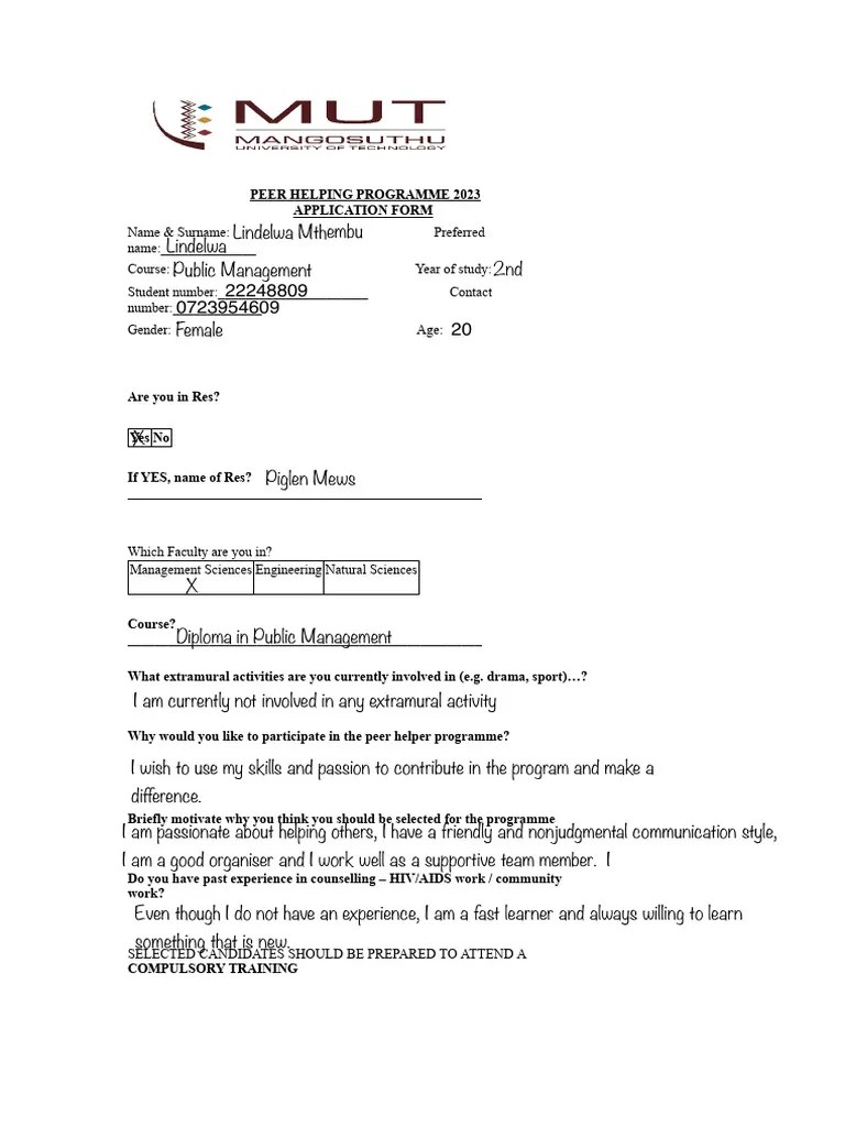 2023 Peer Helper Form 2 | PDF