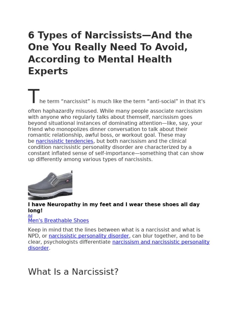 6 Types Of Narcissists | PDF