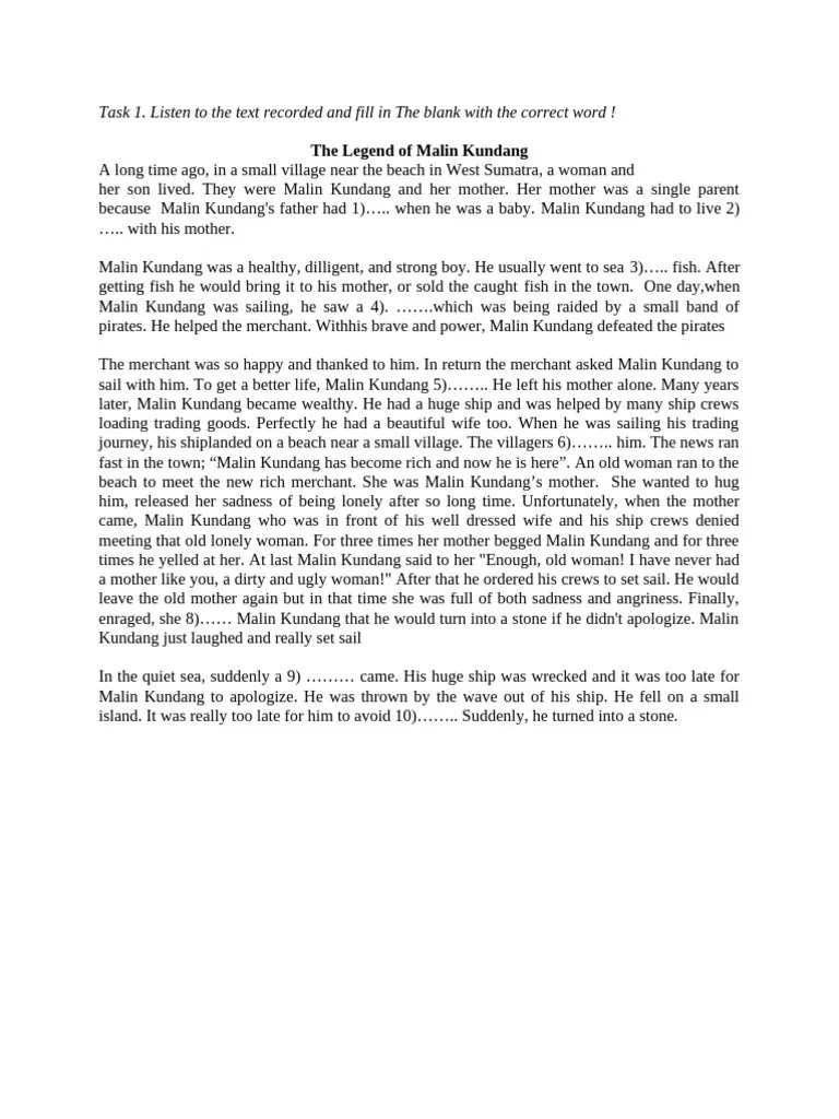 Materi Narrative Text Tugas 1 Listening | PDF