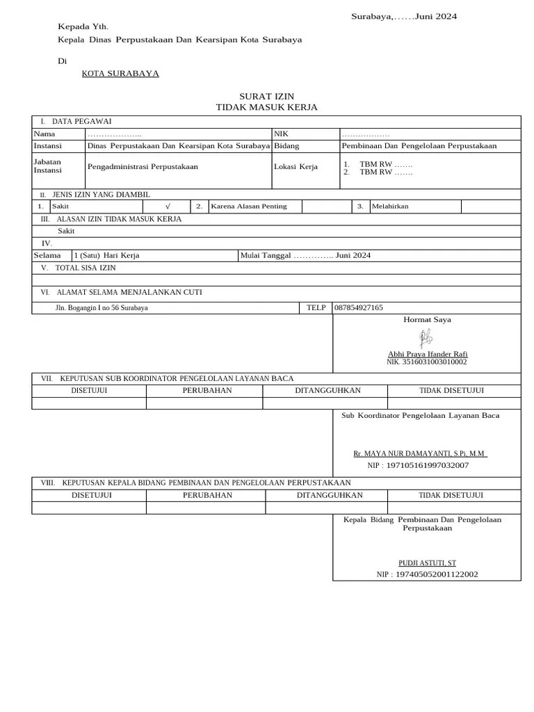 FORM SURAT IZIN 2024 | PDF