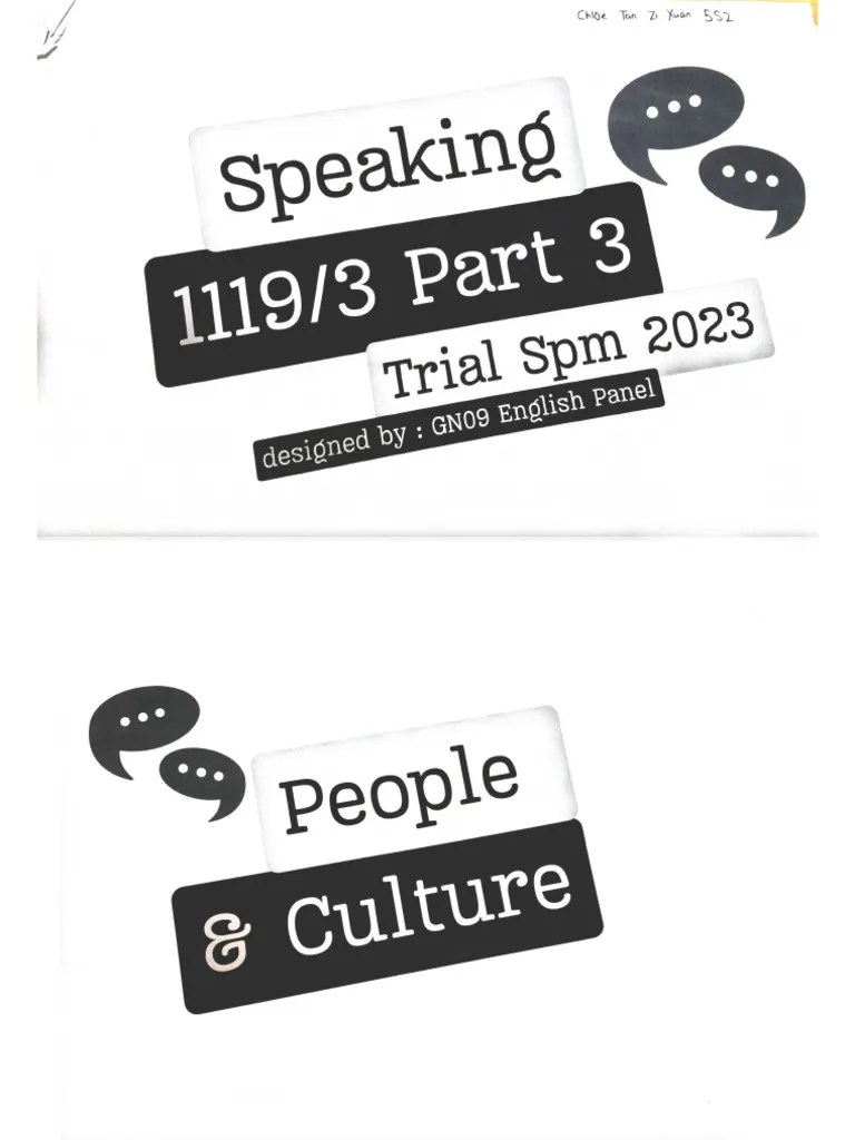 Speaking Test Trial SPM Paper 2023 119 | PDF
