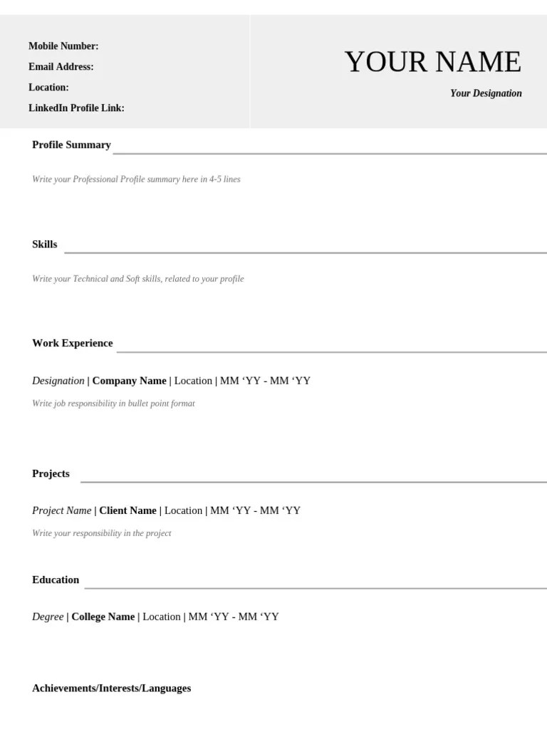 Best resume template