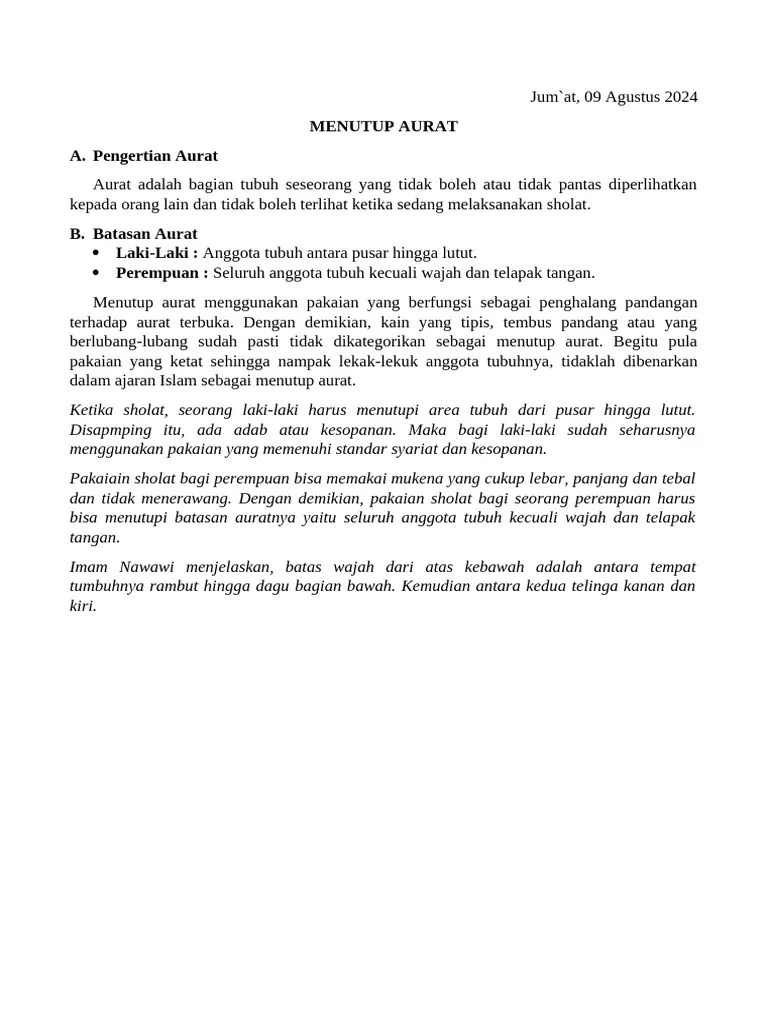 Materi Keputrian & Keputraan (Jum'at 09 Agustus 2024) | PDF
