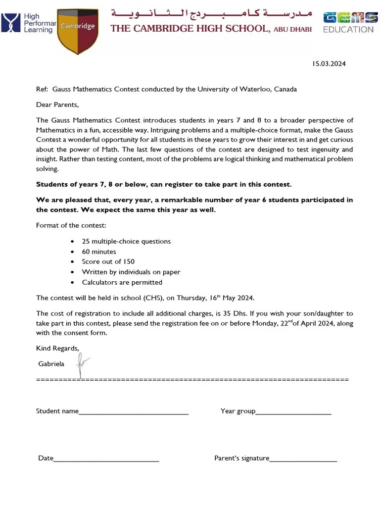 Waterloo GAUSS Contest 2024 | PDF