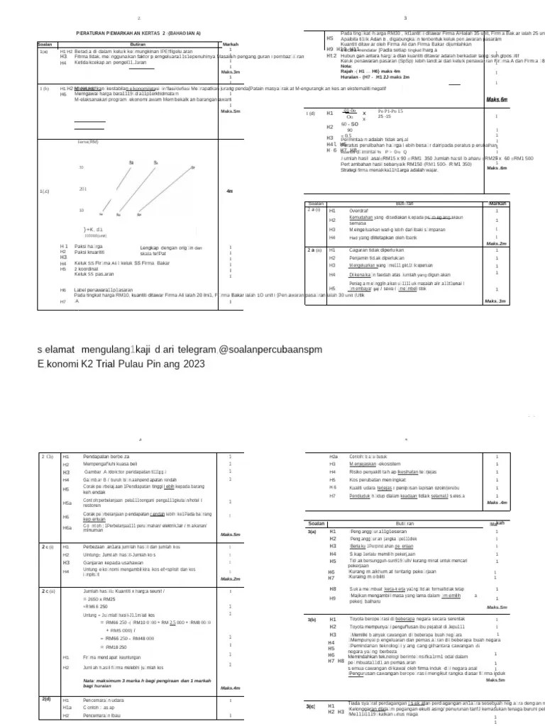 Skema-Ekonomi-K2-Trial-Pulau-Pinang-2023 | PDF