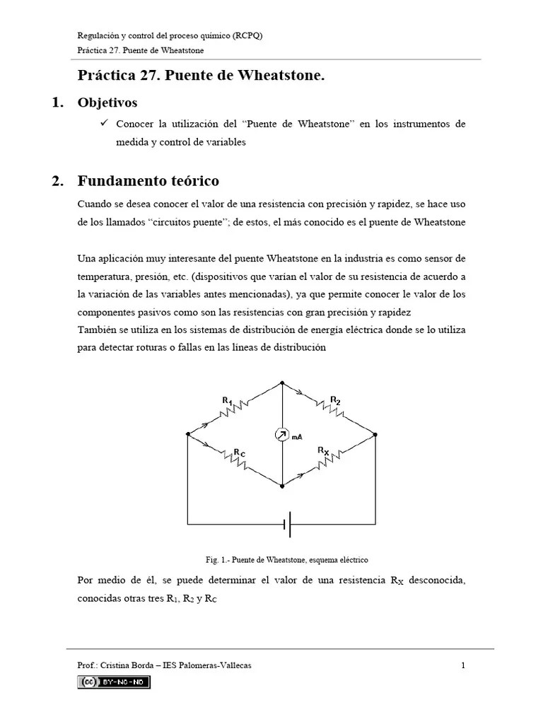 Práctica 27. Puente De Wheatstone | PDF
