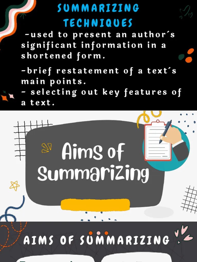 SC Lesson 3 Summarizing Techniques | PDF