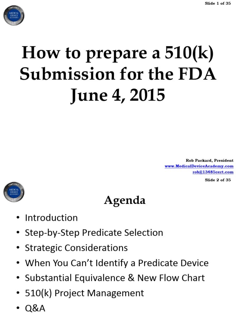How To Prepare A 510k Submission For FDA | PDF