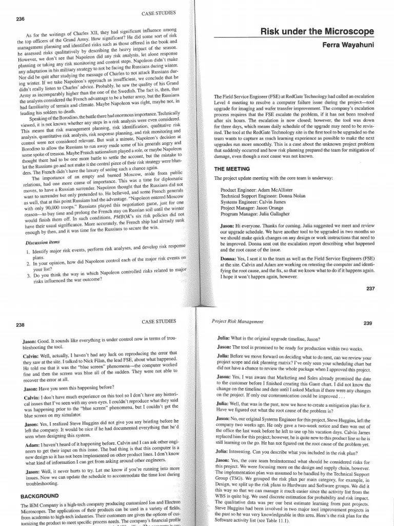 Risk Management Case Studies | PDF