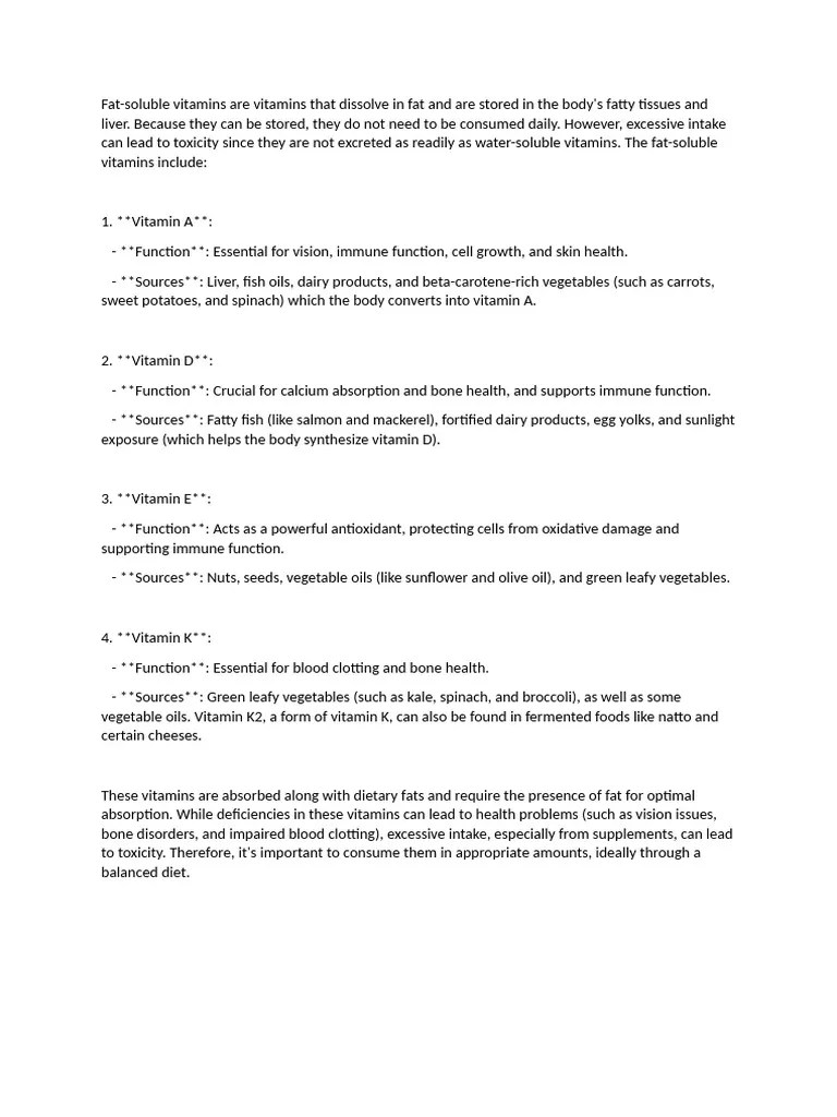 Fat Soluble Vitamins | PDF