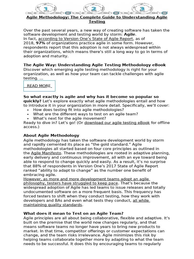 Agile Methodology-The Complete Guide To Understanding Agile Testing | PDF