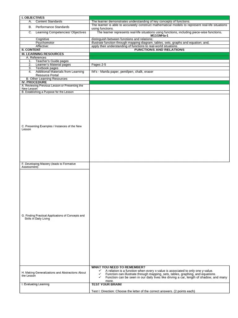 Lesson 1 Relation Vs Function | PDF | Learning | Function (Mathematics)
