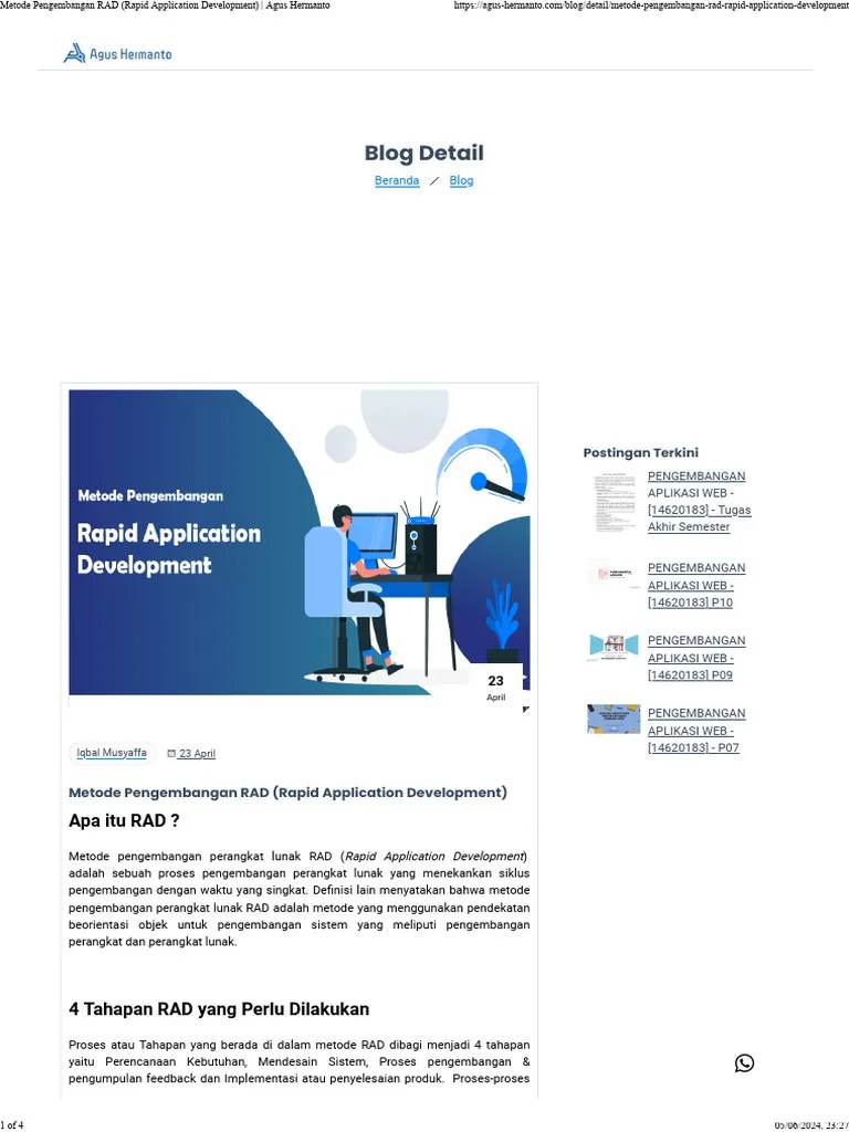 Metode Pengembangan RAD (Rapid Application Development) Agus Hermanto | PDF