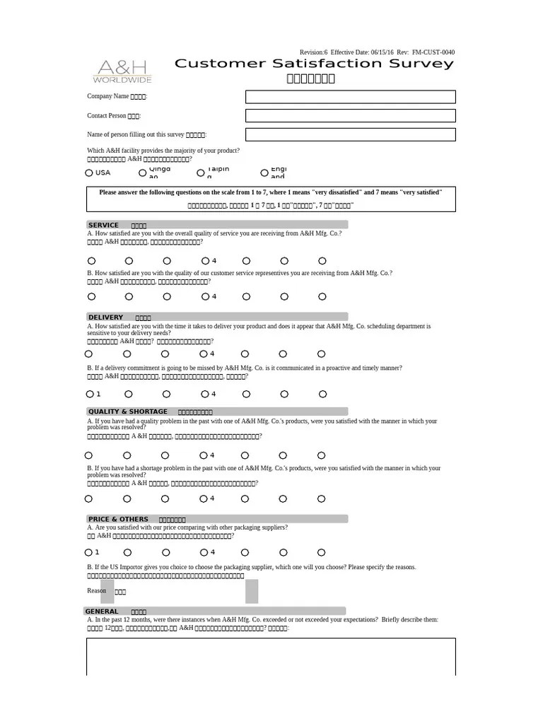 Customer Satisfaction Survey | PDF