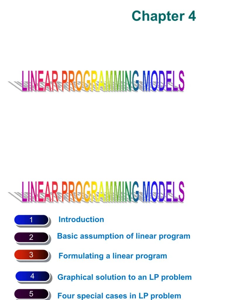 Chapter 4 Linear Programming Models | PDF