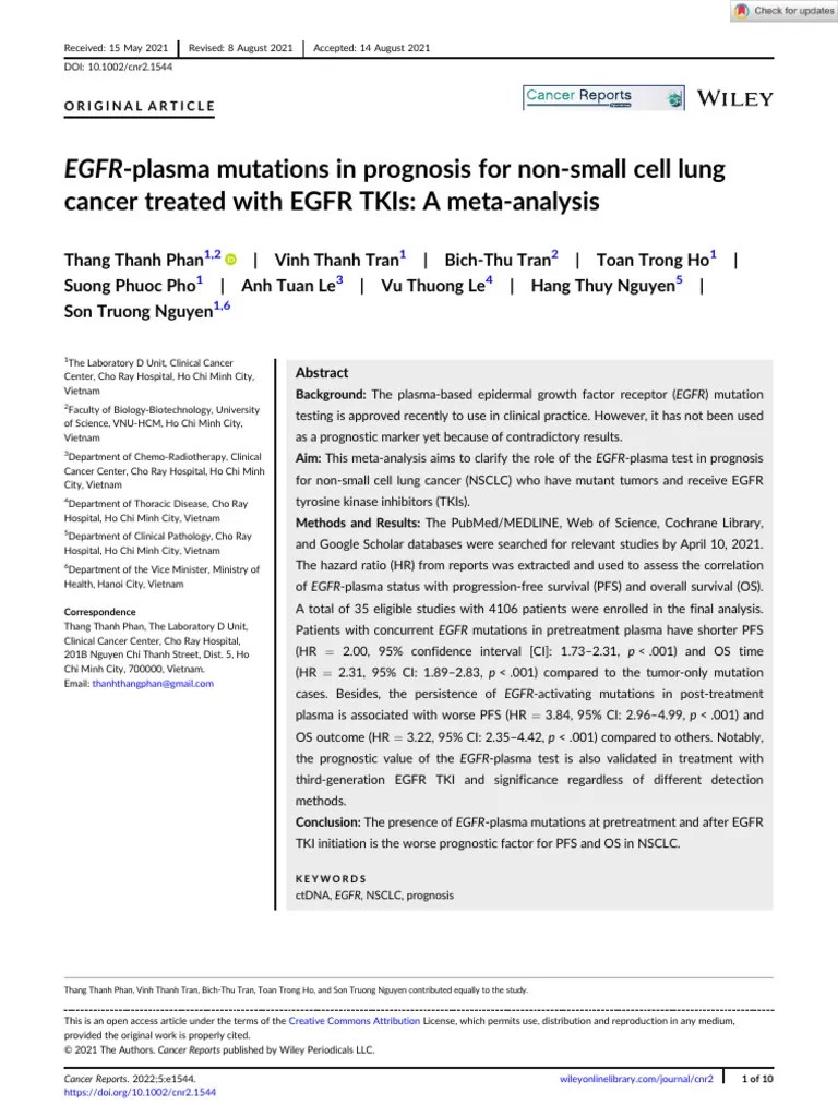 EGFR Plasma Mutations In Prognosis For Non-Small Cell Lung Cancer ...
