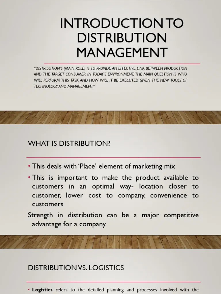 Introduction To Distribution Management | PDF