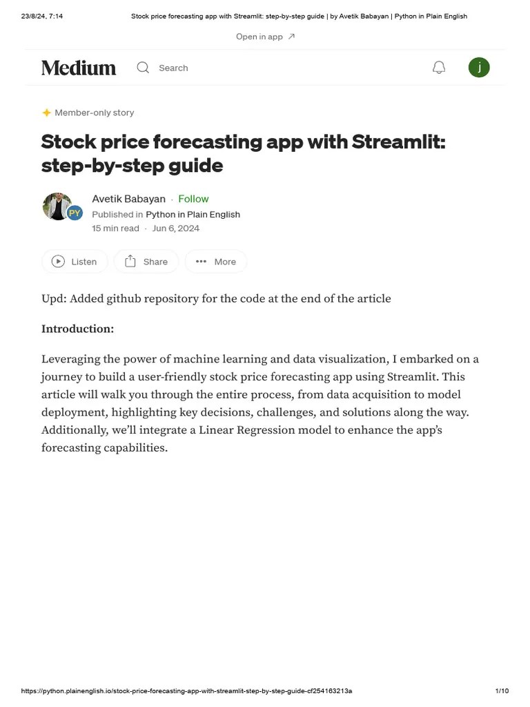 Stock Price Forecasting App With Streamlit_ Step-by-step Guide _ By ...