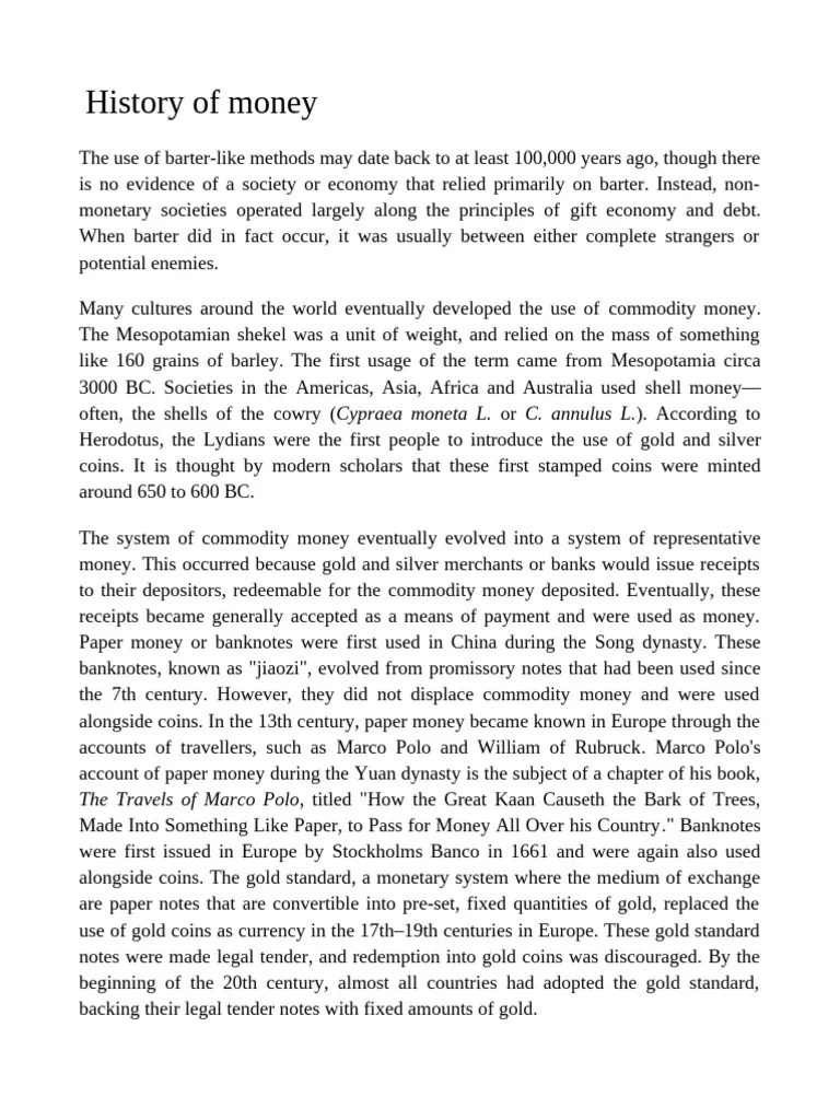 History Of Money | PDF