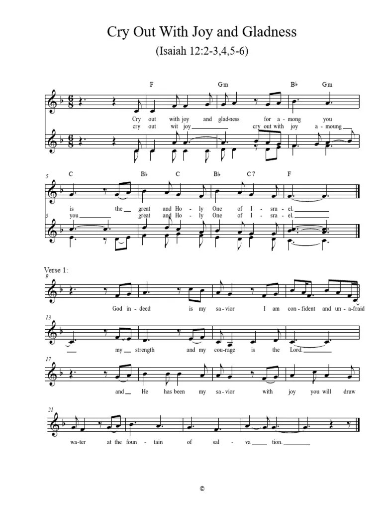 Cry Out With Joy And Gladness | PDF