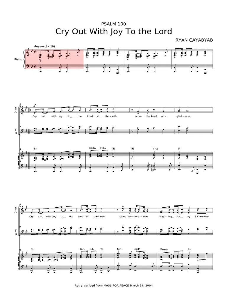 Psalm 100 (Cry Out With Joy) | PDF