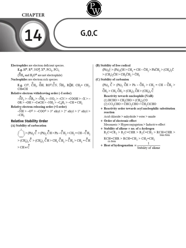 GOC - Short Notes - Arjuna JEE 4.0 2024 | PDF