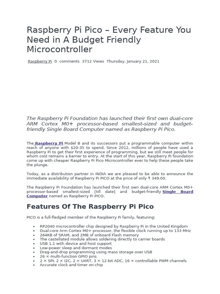Raspberry Pi Pico | PDF