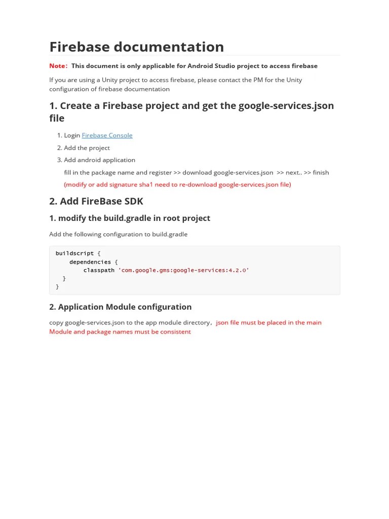 Android SDK Documentí Í Firebase | PDF