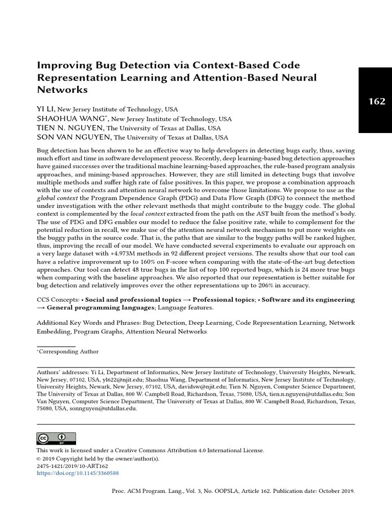 Improving Bug Detection Via Context-Based Code Rep | PDF