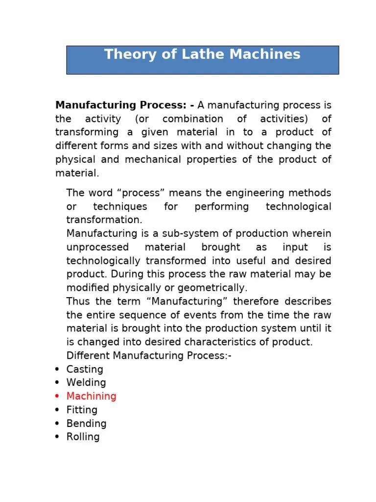 Theory Of Lathe Machines | PDF