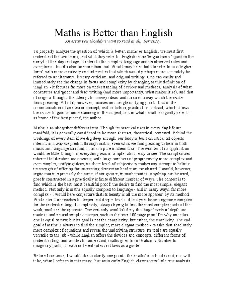 Maths Is Better Than English | PDF | Mathematical Proof | Teaching ...