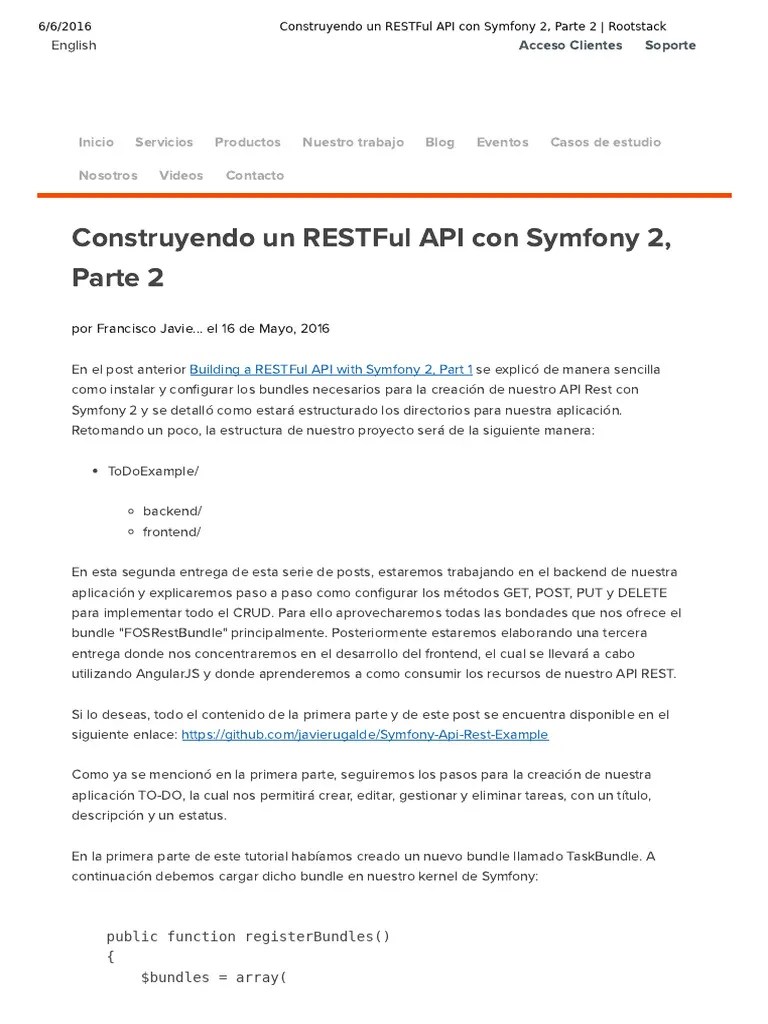 API RESTful Con Symfony 2: Backend | PDF | Arquitectura De Sistemas ...